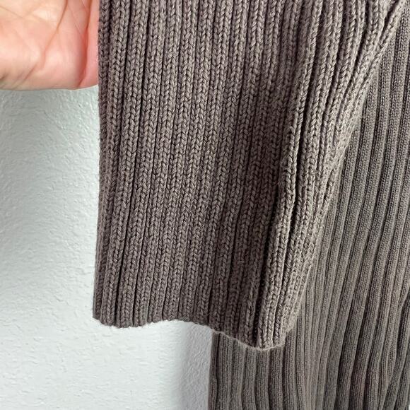 J. Jill Women's Small Brown Scoop Neck Ribbed Knit 3/4 Sleeve Cotton Sweater - Picture 4 of 6